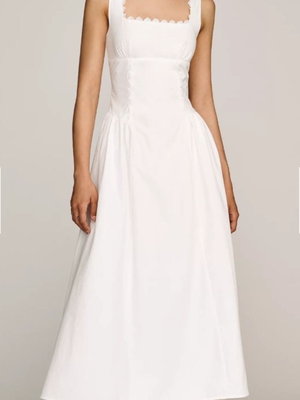 Moon River White Square-Neck Maxi Dress
